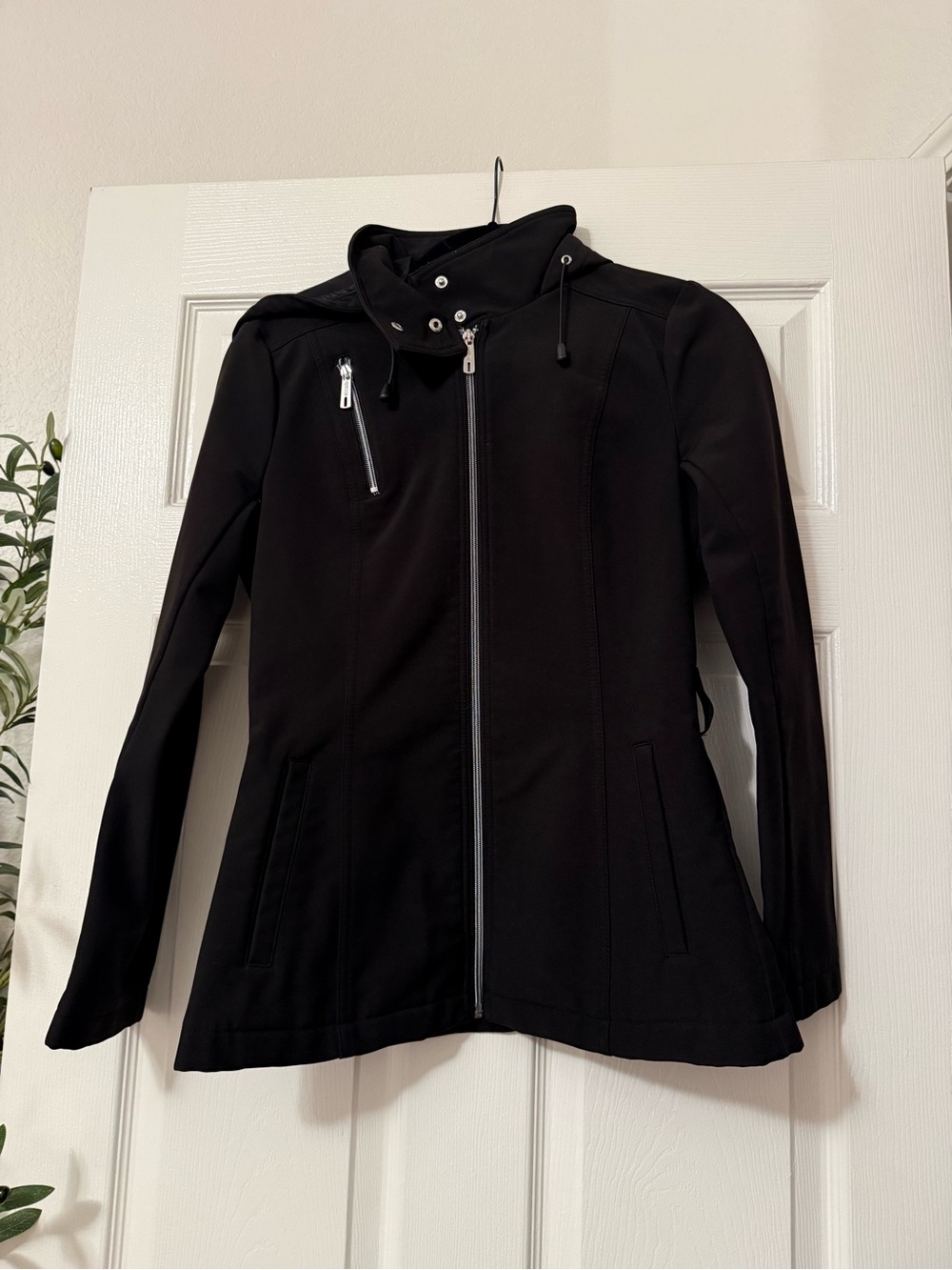 Kenneth Cole Reaction Black Hooded Zip-Front Utility Jacket